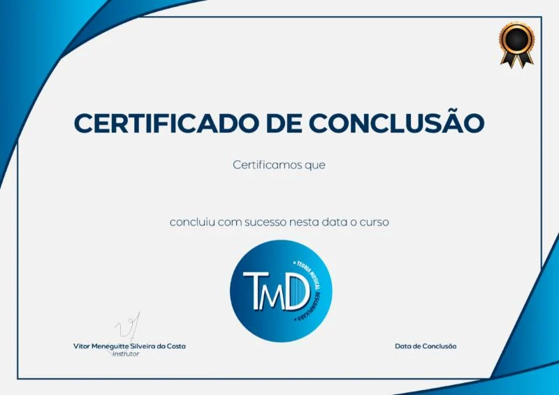 Modelo do certificado de conclusão do TMD